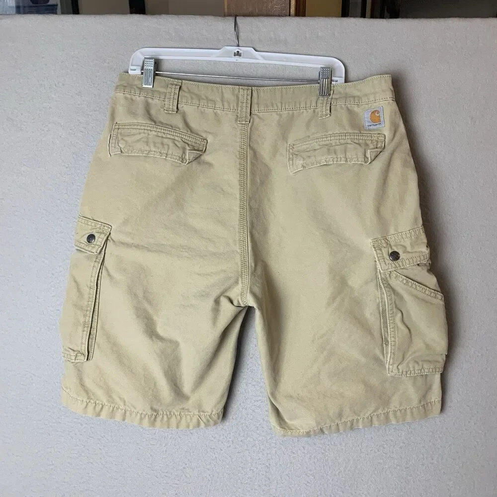 Carhartt Shorts Men 38 Beige Cargo Relaxed Fit Workwear Painter Dadcore Casual - Picture 2 of 7